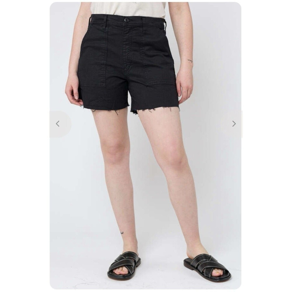 Amo Sybil Black Military Raw Hem Mid Rise USA Designer Shorts Women’s Size 26